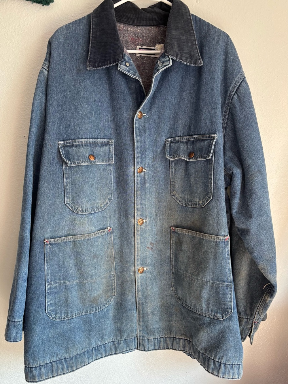 Vintage JCPenney Big Mac Men Workwear USA Denim Chore Coat Jacket pit-to-pit 30”
